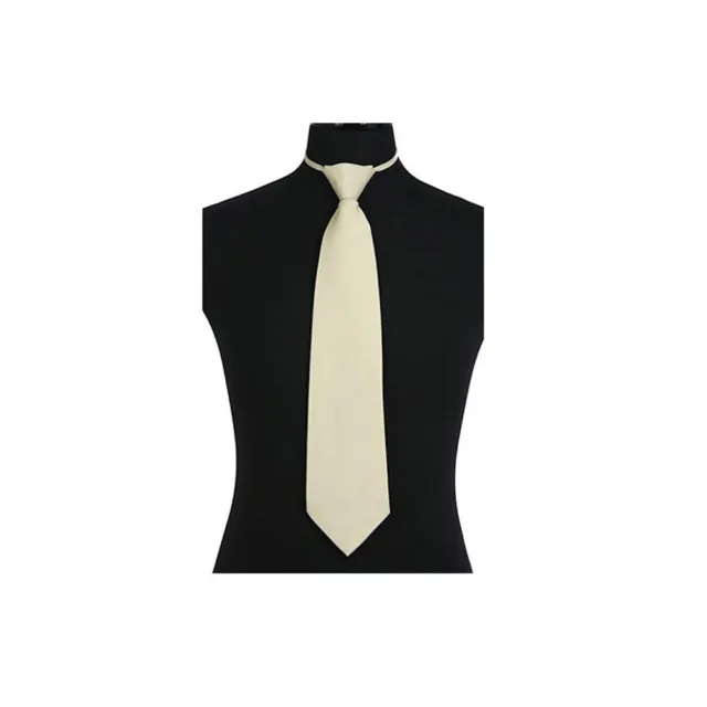 New Polyester Men's ready knot pre tied neck tie only solid formal Ivory wedding
