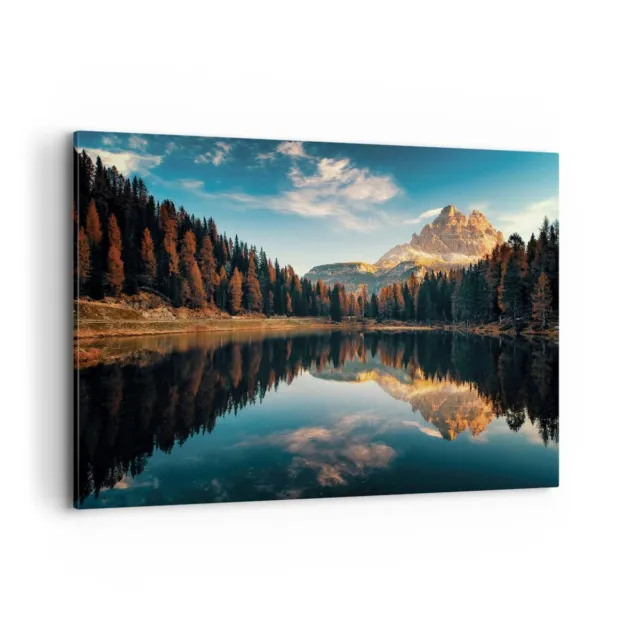 Impression sur Toile 100x70cm Tableaux Image Photo Reflet Lac Paysage Decoration