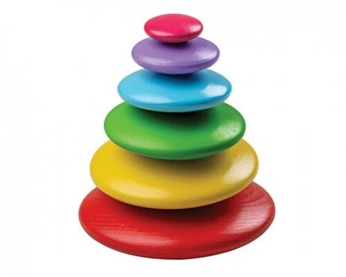 Piedras Apilables De Madera Arcoíris - Bigjigs