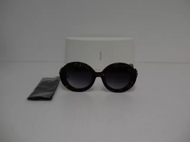 PRADA New Sunglasses womens round tortoise black arm spr 27QS Swarovski Crystal