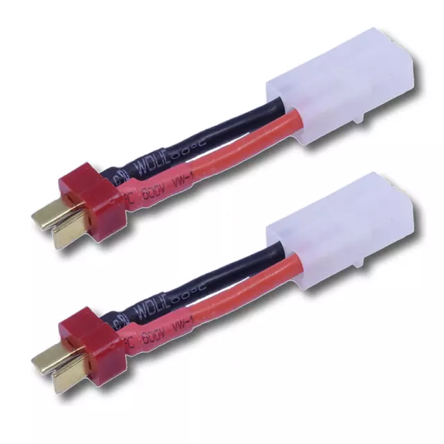 ✅ 2x Stück Adapter Ladekabel Dean T-Plug T-Stecker auf kompatibel Tamiya Buchse