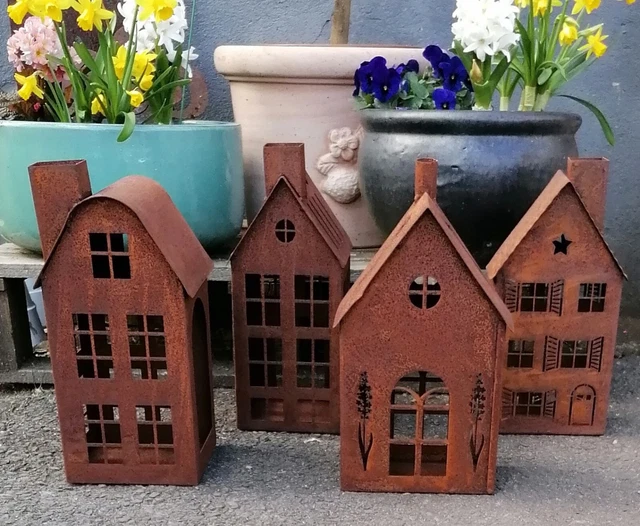Storm's Gartenzaubereien Deko Haus In Rostoptik – 2er Set, 38,5 Cm, Edelrost