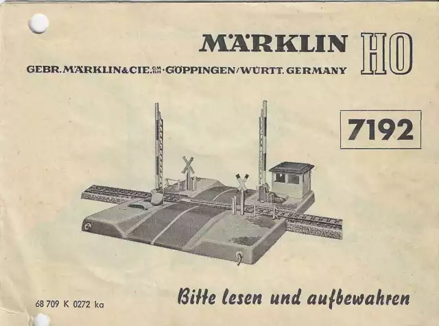 Anleitung für den Bahnübergang 7192 Märklin H0 von 1972 - instructions