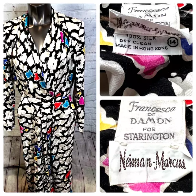 Vintage Francesca Von Damon für Starington Kleid Größe 14 100% Seide