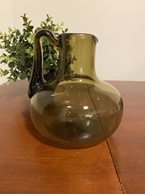 La Mailloche Glass Pitcher Dark Amber Hand Blown Quebec