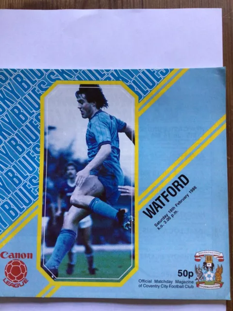 Coventry City V Watford. . Programme. 18/02/1986