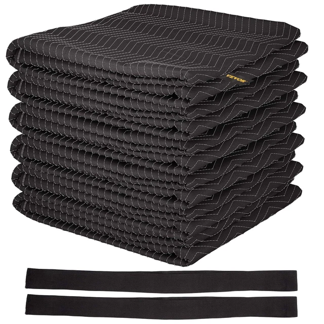BENTISM Moving Blankets Packing Blankets 80" x 72" Furniture Pads 6-Pack Black