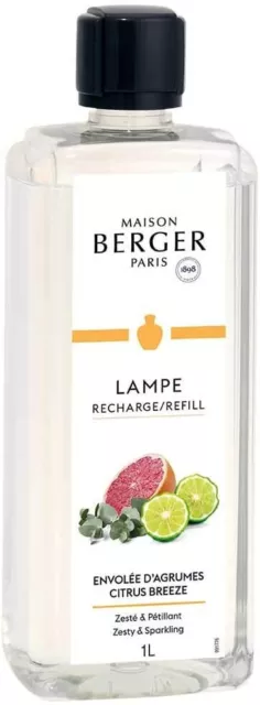 Arôme Parfum D'Ambiance Bouteille de Recharge Pack Agrumes 1 Litre Lampe Berger