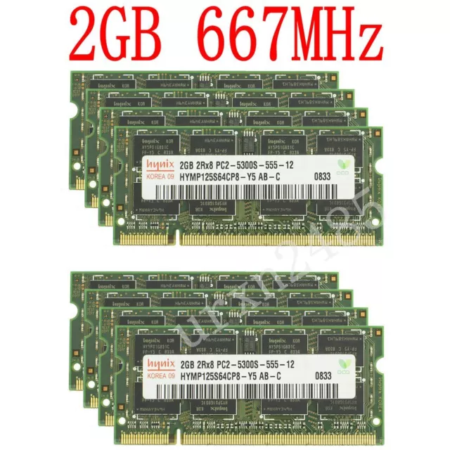 20GO 16GO 8GB 4GB 2GB 1GO PC2-5300 DDR2-667 CL5 SODIMM notebook RAM par Hynix FR 2