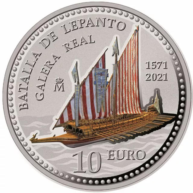 España Moneda De Plata Fnmt 10 Euro Batalla De Lepanto 2021 Proof