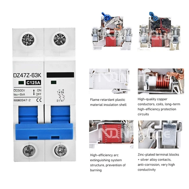 Fotovoltaico Circuit-Solar Interruttore Di PV MCB Dc 500V Aria 100A 125A Durable