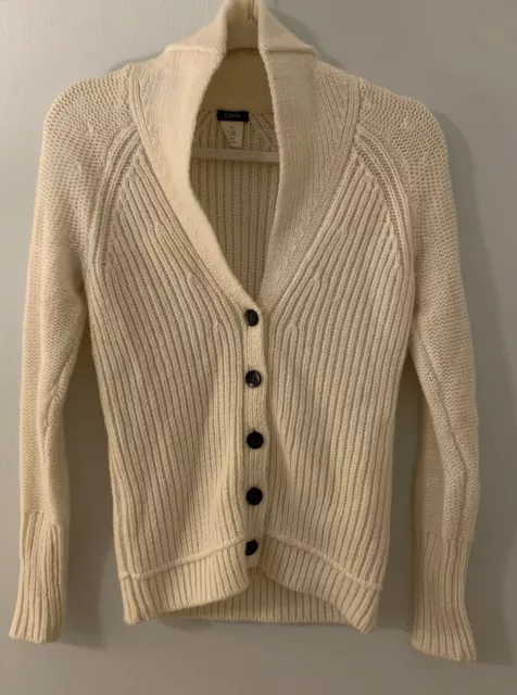 J. Crew NWOT Women's Ivory Cardigan Sweater Size XS Acrylic/Wool/Mohair Blend