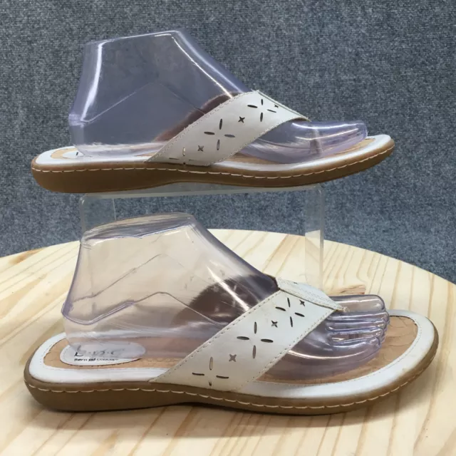 Boc Born Concept Sandals Womens 10M Thong White Faux Leather Casual Flats C64201