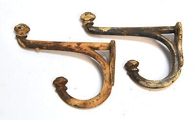 2 Vintage Matching Coat Or Hat Double Prong Hooks 2