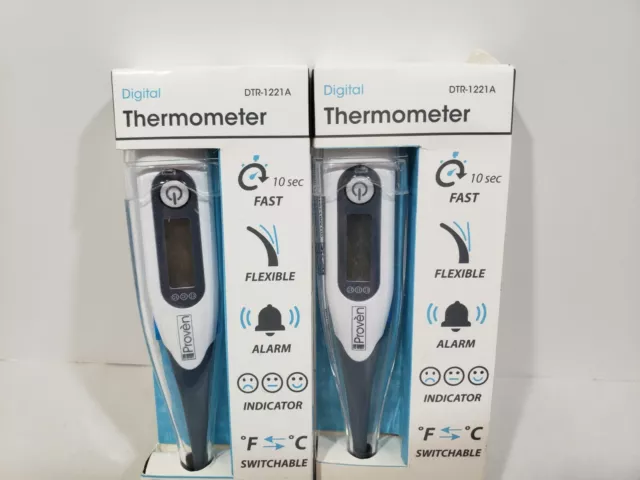 Paquete de 2 termómetros digitales iProven oral DTR-1221A F° y C° alarma de alta temperatura 3