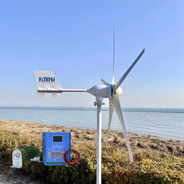 1500W Wind Turbine 5 Blades Wind Generator & Hybrid MPPT Controller 12V 24V 48V