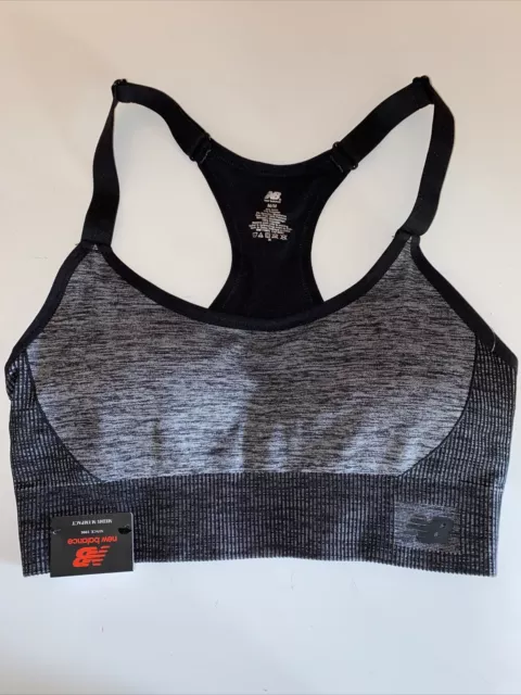 NEW BALANCE MEDIUM Impact Sports Bra Style #112004 Black/Silver