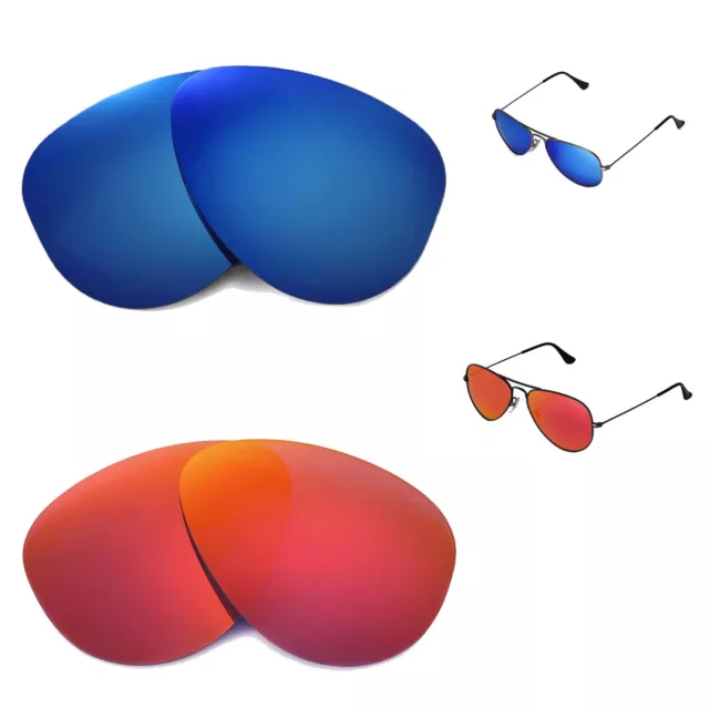 WL Polarized Fire Red+Ice Blue Lenses 4 Ray-Ban Aviator RB3044 Small Metal 52mm