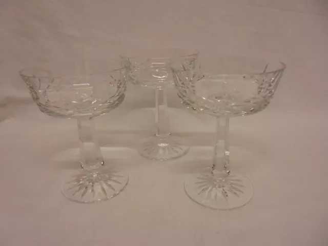 Vintage Set Of Three Galway Irish Crystal Clifden Cut Glass Sundae Dish Bowl