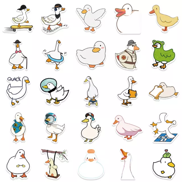 50Pcs Mixed Cartoon Duck Stickers Cute Animals Waterproof Decals To DIY Stickers