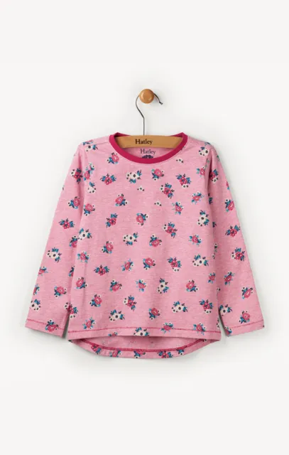 BNWT Hatley Girls Burst Of Blossoms Long Sleeved Top Tee Pink Pretty Flowers