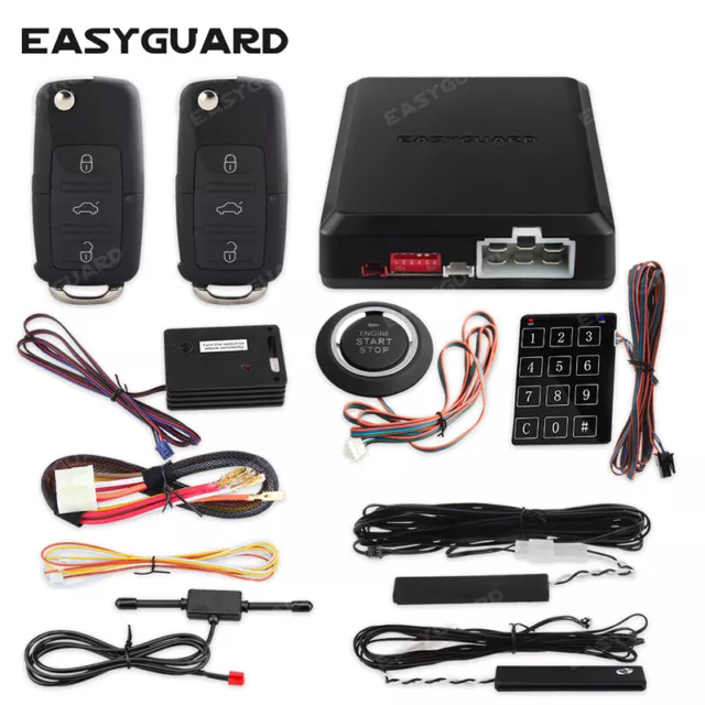 Car alarm system rolling code shock sensor push button start pke keyless entry