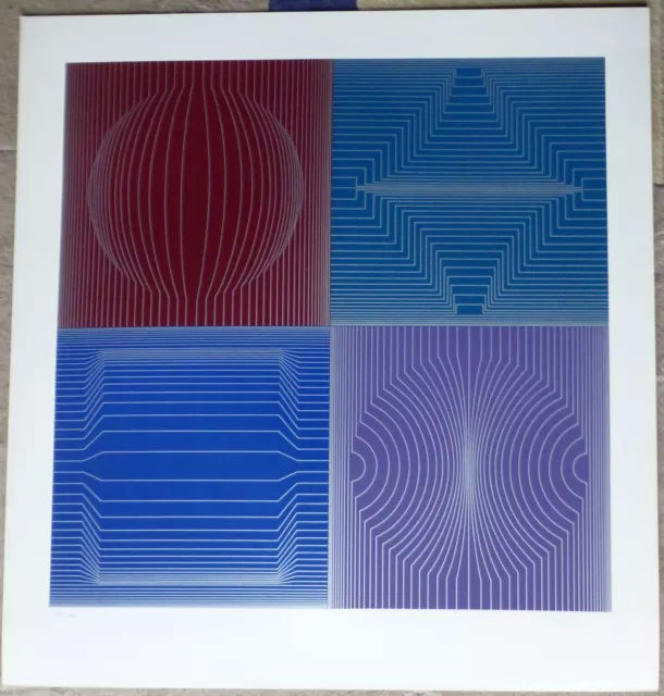 Victor Vasarely "Tokyo "1982 Firmado a Mano Op Arte Htf ! Edición Limitada 2