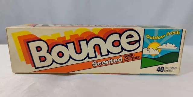 VTG 1987 BOUNCE Fabric Softener Dryer Sheets Outdoor Fresh Unopened Rare Box