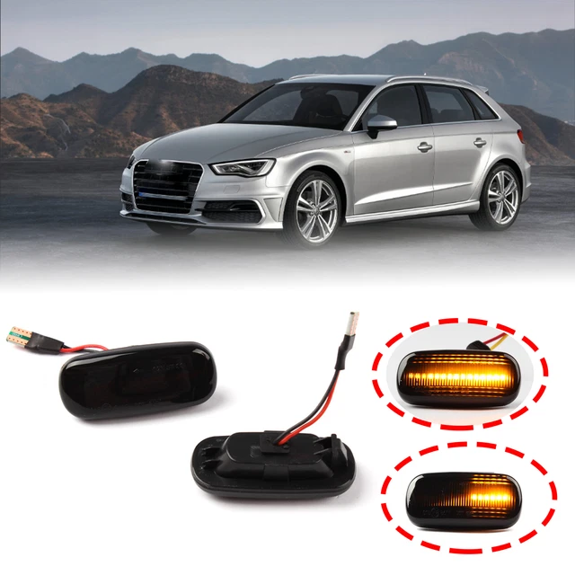 Paire De Clignotants Latéraux LED Jaune Pour Audi A3, A4, A6, A8, TT - Noir, 12V