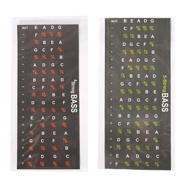 1 Sheet Bass Chord Sticker Bass Scales Sticker Fretboard Fingerboard Note Labels