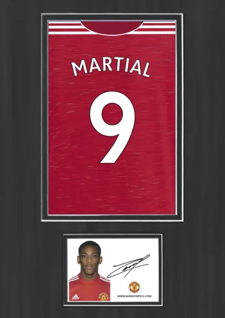 Anthony Martial Signed Autograph A3 Manchester United Shirt Poster Display COA
