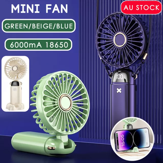 Mini Portable Fan Cooling Hand-held Desk Cooler USB Air Rechargeable 5 Speeds AU