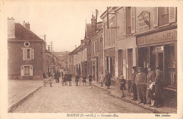 Cpa 91 Maisse / Grande Rue / Cafe Du Commerce