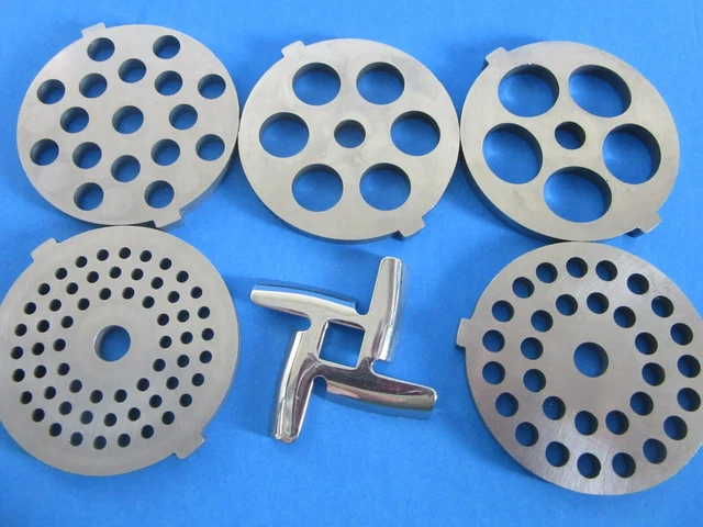 Complete 6 pc. SET Meat Grinder plate disc knife for electric Rival Sunmile Deni