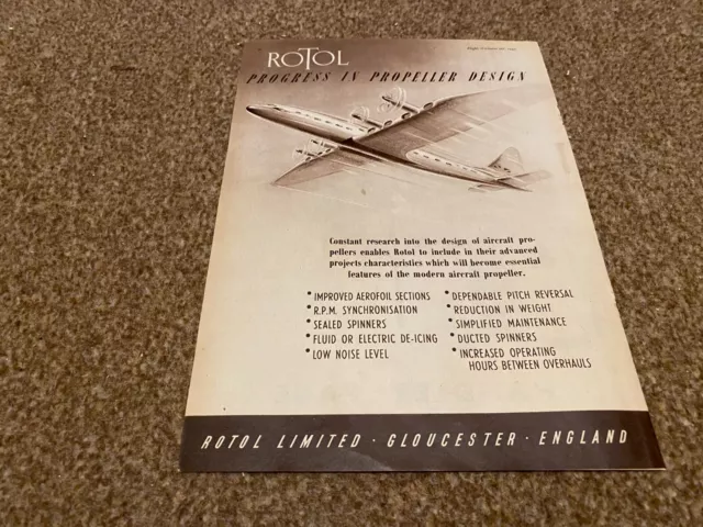 Framed Advert 11X8 Rotol Limited - Progress In Propeller Design