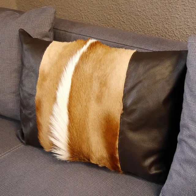 1 Pieza Gacela Cojín de Piel 52 X 38CM Piel África Antílope Piel de Animal Cojín