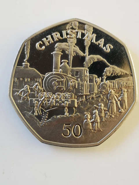 1984 IOM Steam Train Xmas 50p.Diamond Finish