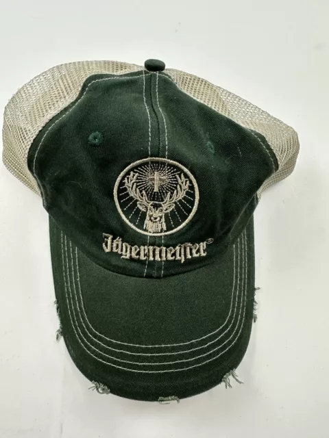 Jagermeister Hat Cap Liquor Men’s Trucker Green Distressed 2