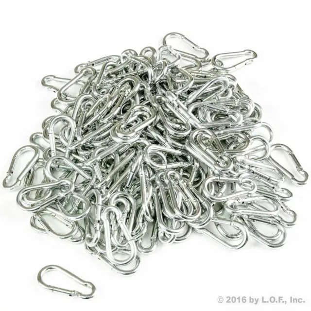 (100) Quick Link Carabiner 1.6" Long Steel Spring Snap Hook Clips New