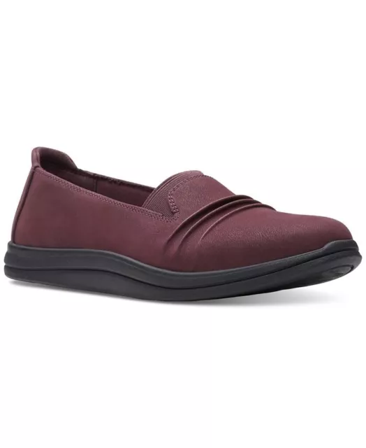 NEW CLARKS CLOUDSTEPPERS Slip-On Flats Breeze Sole Burgundy Shoes Size ...