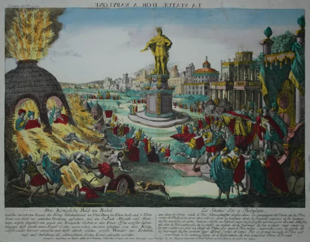 Babylon Guckkastenblatt - Die goldene Statue Nebukadnezars - Original um 1760