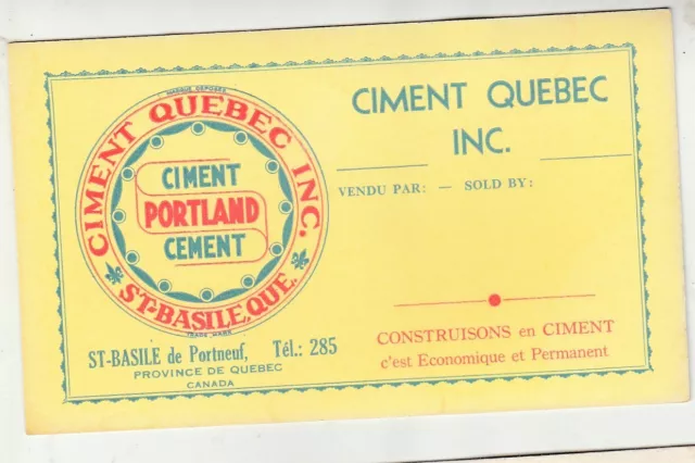 Canada Cement Company Limited Ink Blotters qUEBEC Portland Cement