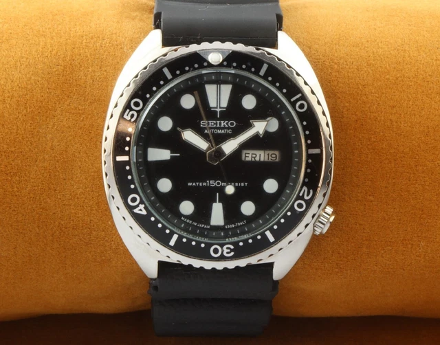 Vintage Seiko 5 Nero Diver 6309A Automatico da Uomo Giappone Orologio Polso 44MM