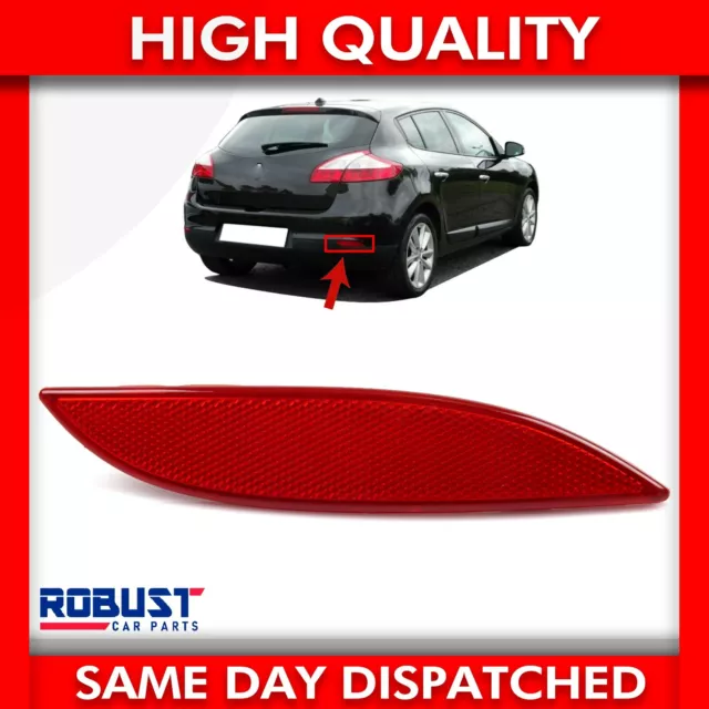 Rear Bumper Reflector Light Lens Right Side For Renault Megane Mk3 (2008-2013)