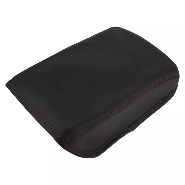 Negro Imitación Cuero Auto Reposabrazos Caja Protector Cubierta Rojo Costuras