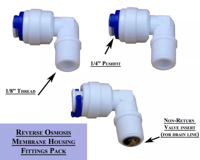 3 x 1/8" membrane d'osmose inverse de remplacement coude logement filtre à eau hommes