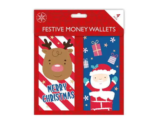 Christmas Character Money Wallets - 4 Pack With envelopes