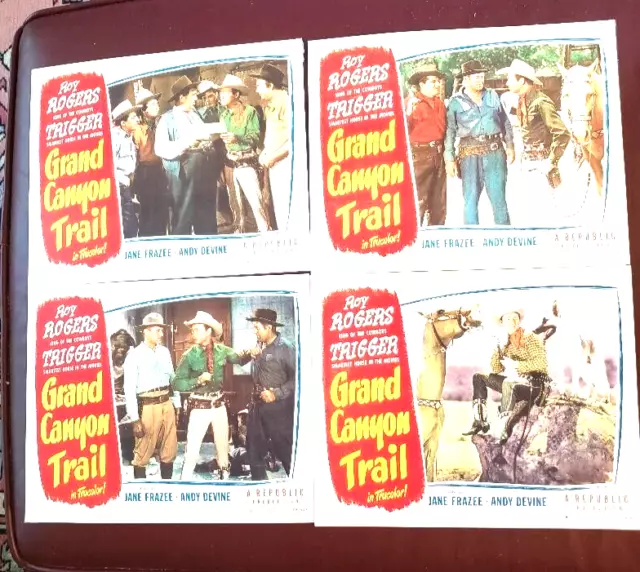 SET OF 8 VINTAGE 1948 ROY ROGERS WESTERN LOBBY CARD, GRAND CANYON TRAIL See PIcs