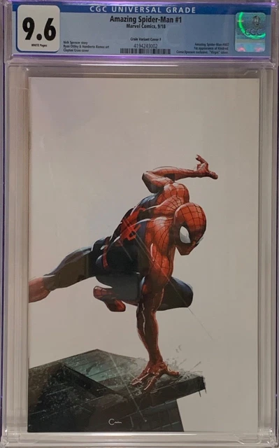 Amazing Spider-Man #1 (9'18) Cgc 9.6 Nm+ Clayton Crain Virgin Variant F Marvel
