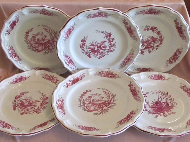 Série De 6 Assiettes Plates Geneviève Lethu - Modèle Yseult 1997 - Porcelaine - Occasion